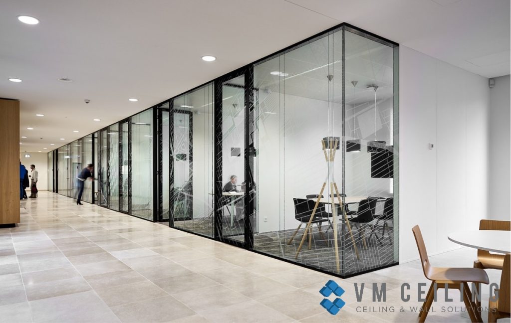 View of Glass Partition Wall - VM False Ceiling Singapore Partition Wall Contractor
